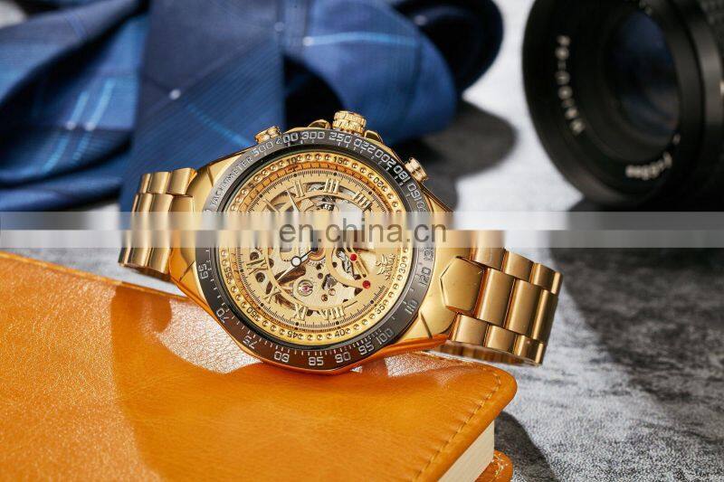 SEWOR luxury brand male mechanical automatic clock watch transparent skeleton waterproof men watches