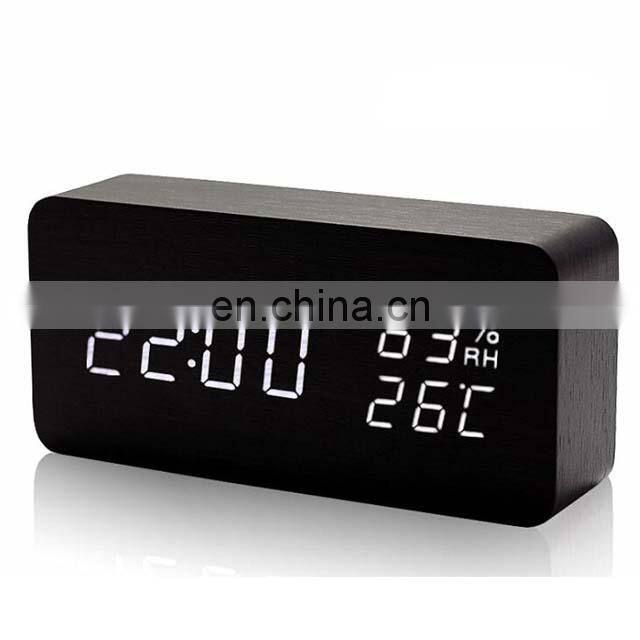 Rectangle Wood Wooden Led Desk Clock