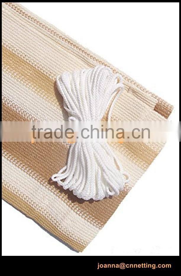 Ivory / Khaki / Brown Striped Outdoor Privacy Screen Net Mesh For Deck, Balcony, Fence, Pool or Patio. 34" H x 184" L INCHES