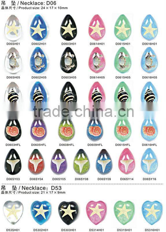Colorful Shark teeth resin crystal necklace