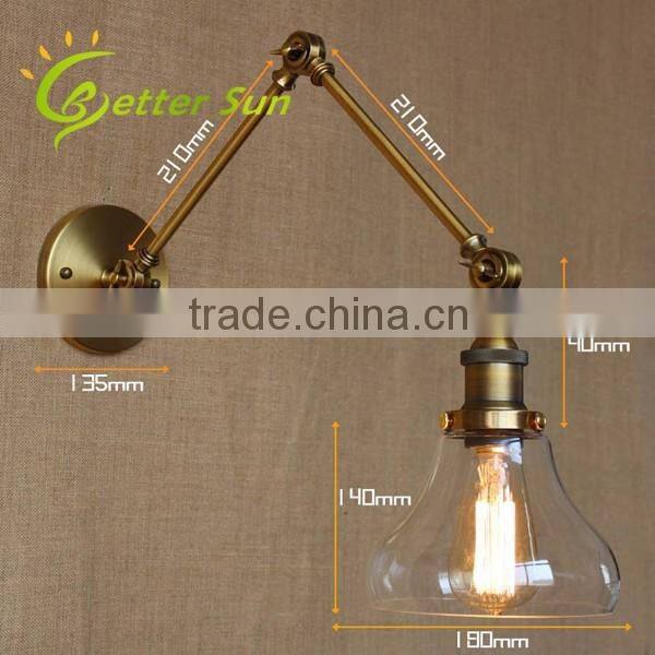 Modern Glass Shade Swing Arm wall light and wall lamp for Bedroom