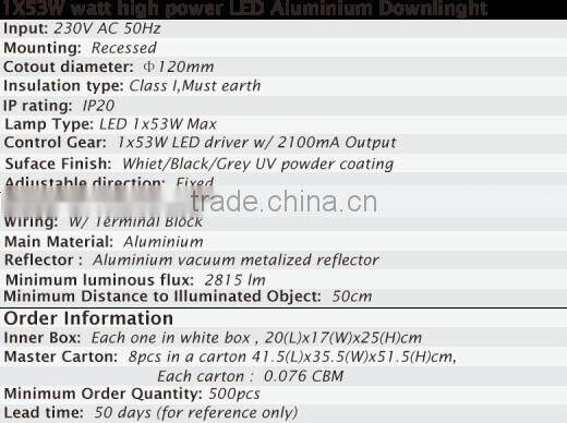 50W COB led downlight for clothing shop