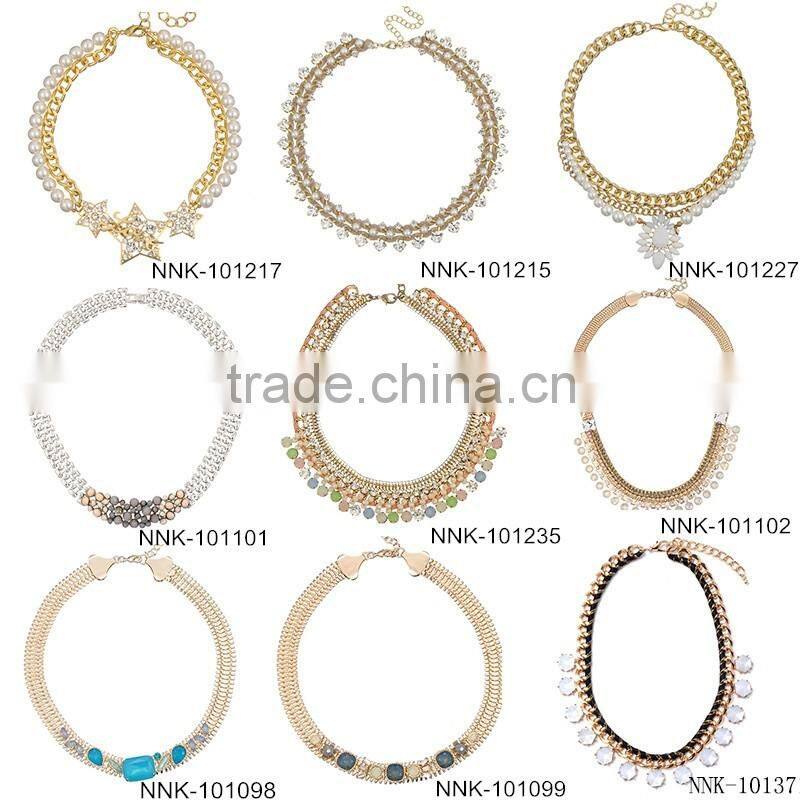 Fancy Three Layered Gem Stone Gold Necklace Designs in 10 Grams