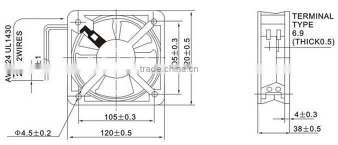 SALZER PD120B /S 220-240V UL Certificate (No. E312553) 120X120X38mm AC Axial Flow Fans
