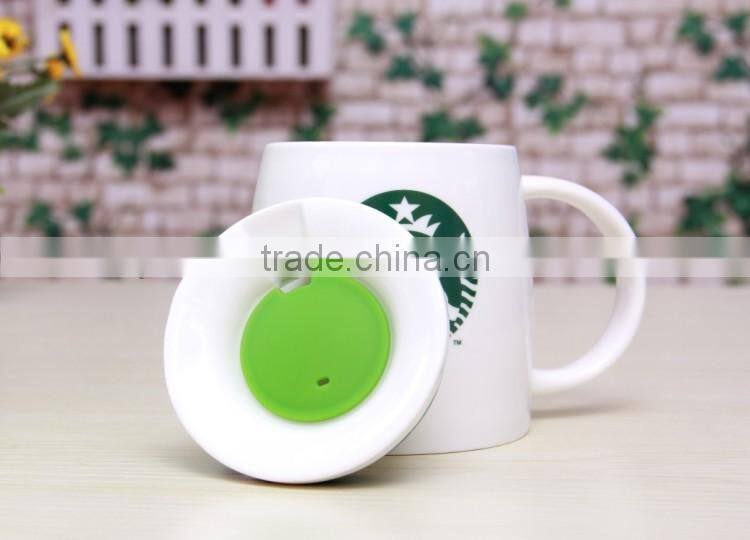 14oz new bone china ceramic starbuck coffee mugs/cups with silicone lid