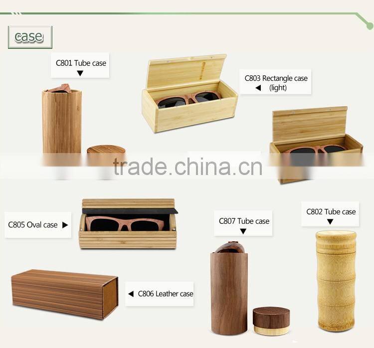 Combination sunglasses 2016 transparent green plastic frames mirror lens bamboo legs sunglasses