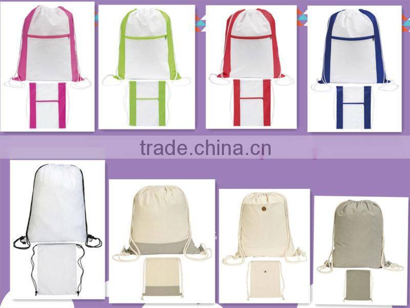 190T full printing drawstring backpack matching bag shoes bag
