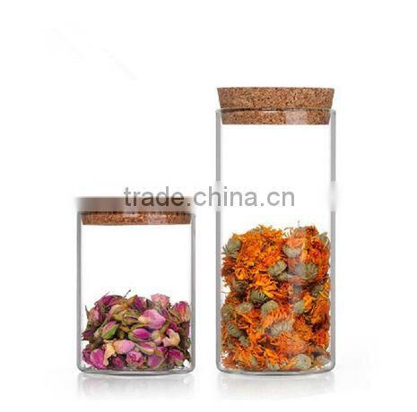 Hot selling glass tubular vial glass bottle with wooden cork