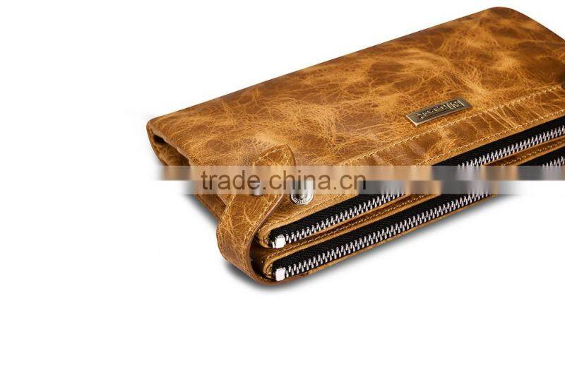 Icarer classical Real Leather Handbag zipper Wallet with Card Slot