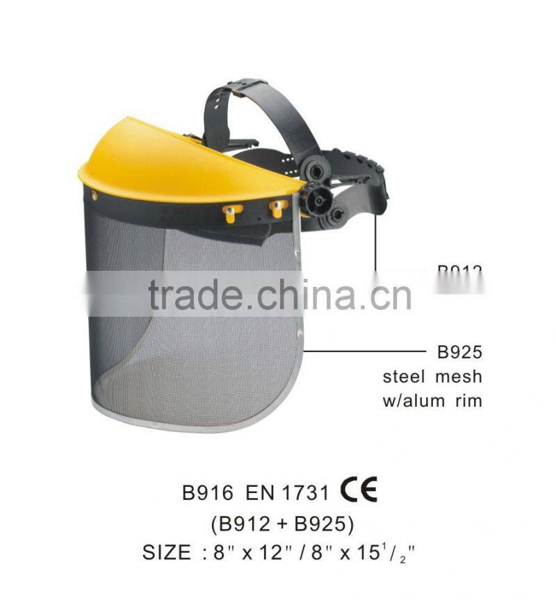 clear plastic face shield with safety helmet