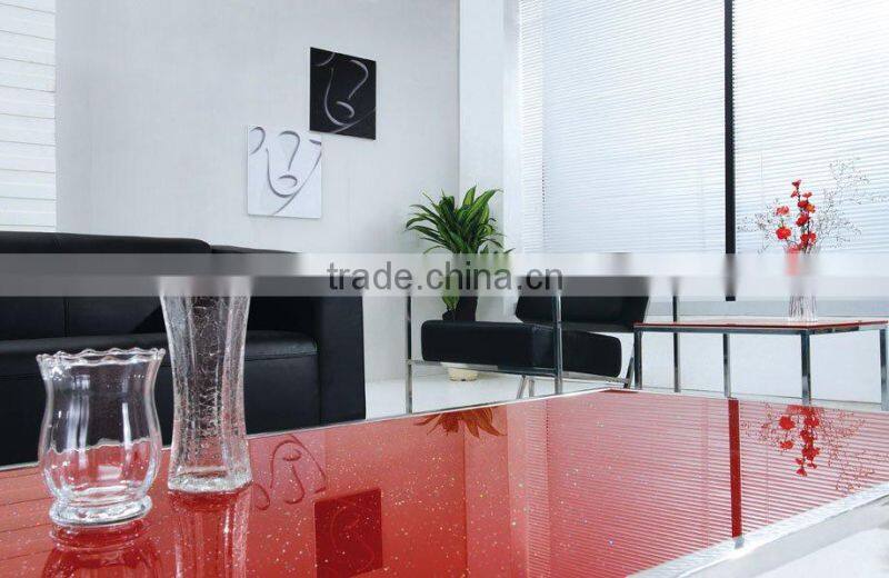 T-021L# Red Modern Glass Coffee table in Metal Office Table