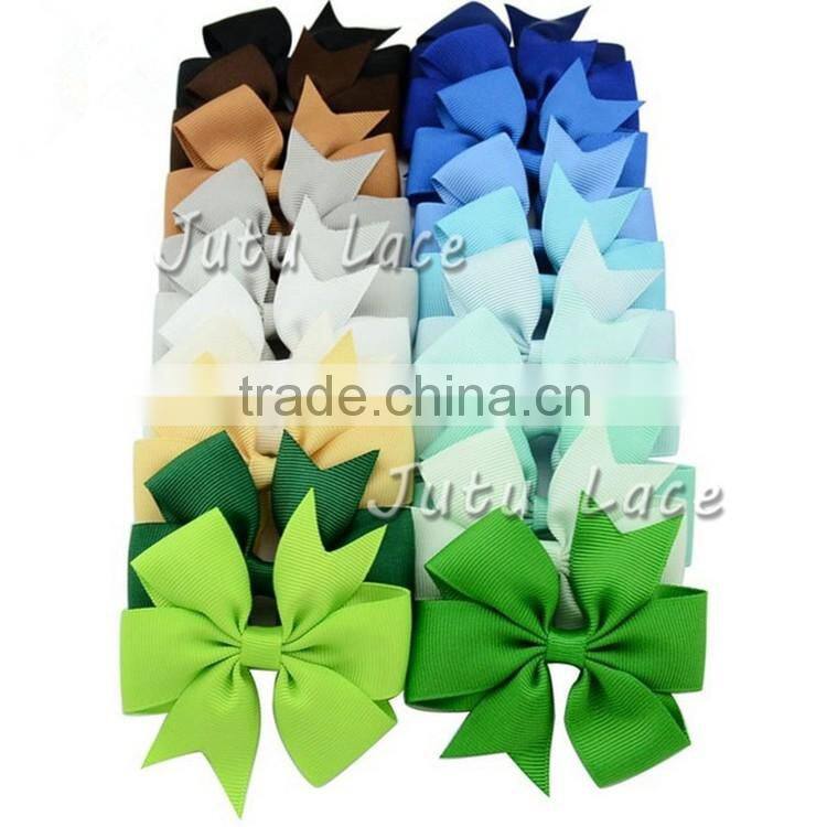 Wholesale Baby Girls Boutique Grosgrain Ribbon Colorful Hair Bow Clips - Children hair clips with Bowknot - 40colors for choose