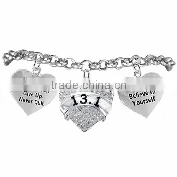 Clear Crystal Barrel Racer Charm Chain Link Bracelet