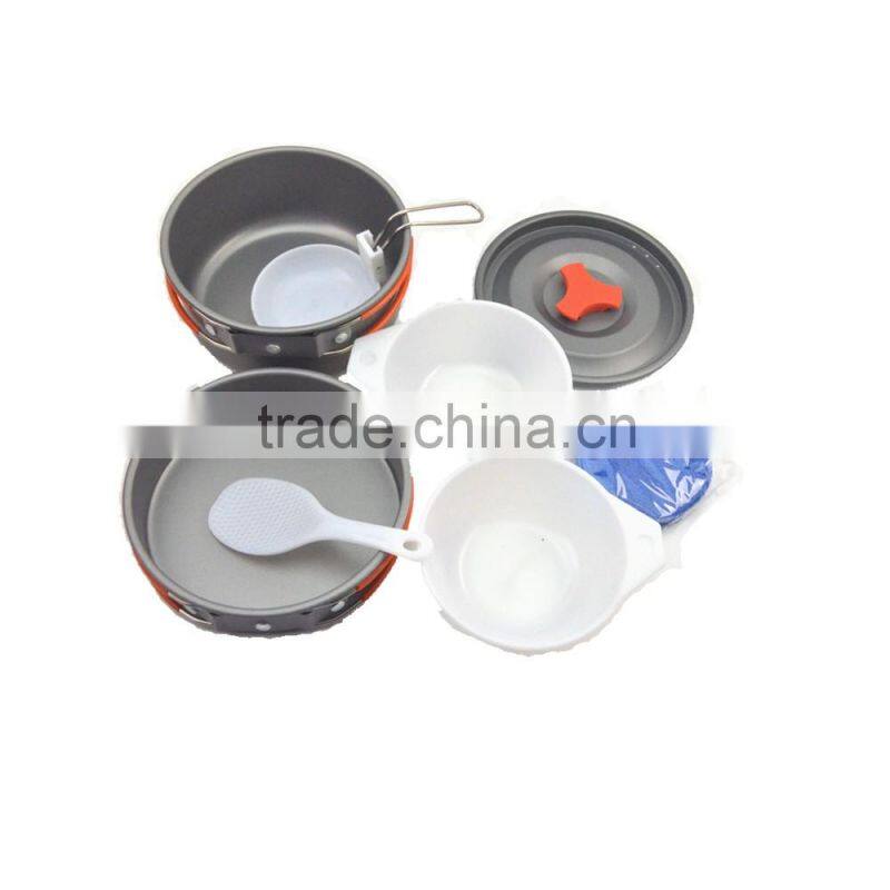 New colored Lightweight Outdoor Camping Hiking Cookware Backpacking Cooking Picnic Bowl Pot Pan Set supplier