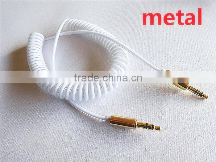 wholesale audio /DC3.5MM transparent spring cable with metal connector