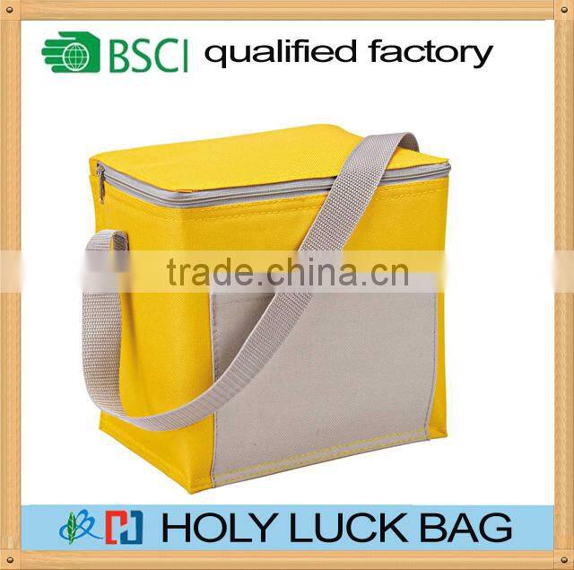 420D polyester OXFORD yellow washable insulated bag for frozen food can cooler tote