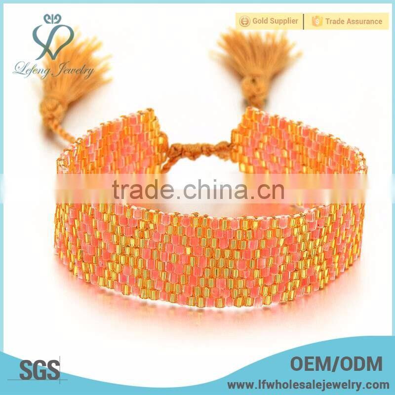 2016 new cheap bohemian gypsy jewelry orange color beads handmade bohemian bracelet