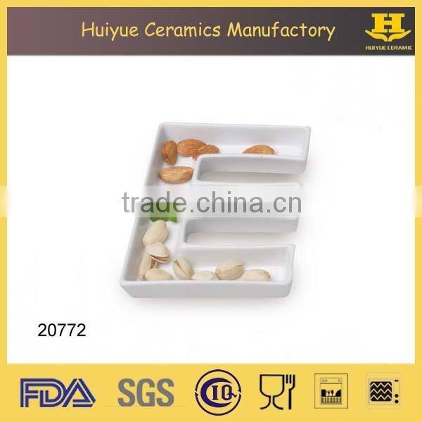 Porcelain letter dish, white ceramic letter dish, alphabet letter dish