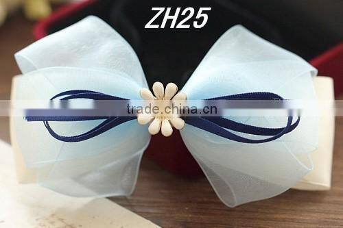 Summer Blue Chiffon Ribbon Fashion Hair Bow Designs Accessories