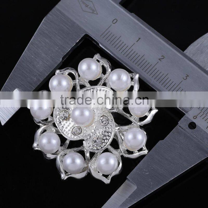 Round Pearls Rhinestone Buckle Pins,Wedding Bridal Brooch For Dress