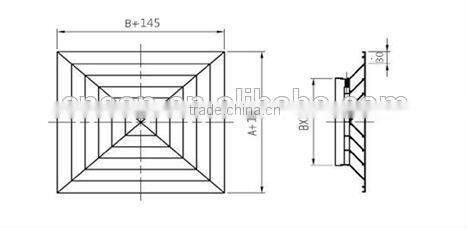 HVAC aluminium square ceiling air diffuser for ventilation