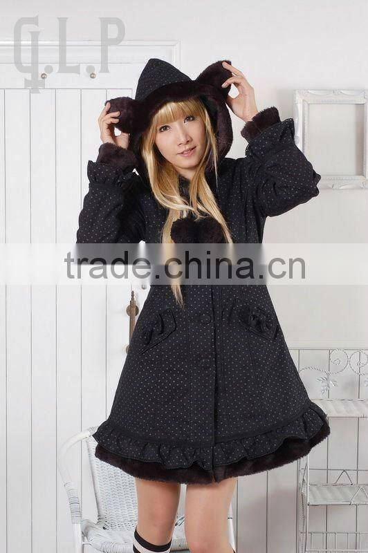 Cotton Black Polka Dot Lace Lolita Blouse 81039