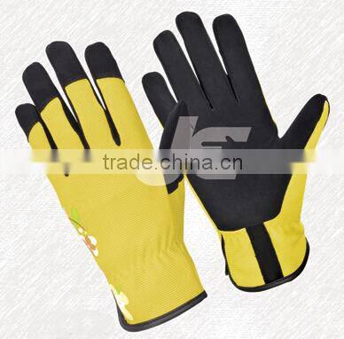 Flower-pattern, lady gardening glove, working glove, safety glove, imitation leather glove