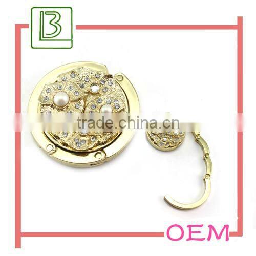 heart shaped crystal straight purse hanger hook