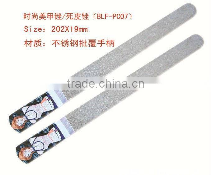 Metal nail file with plastic handle