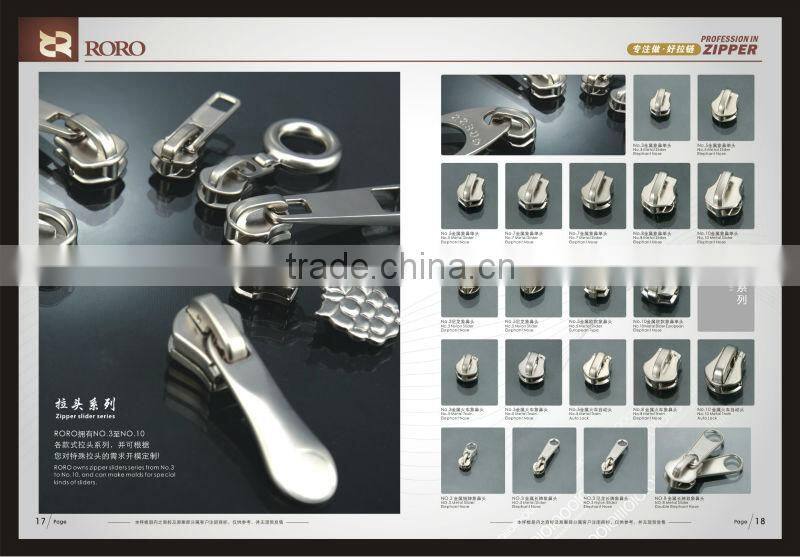 RORO151425 #10 white gold metal elephant nose single slider for bags