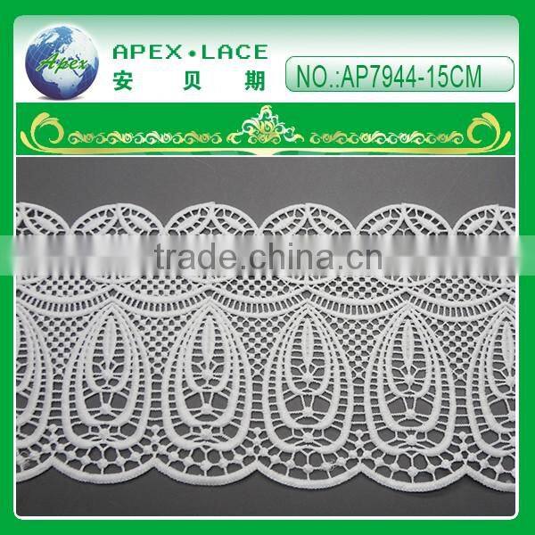 Embroidery polyester lace trim with scallop on both side AP7942