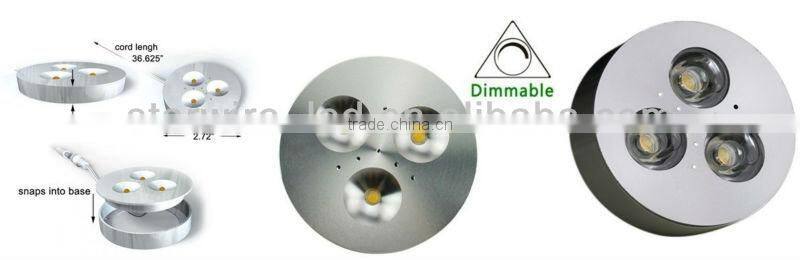 3*1W recessed mounted 12v led puck lights CE RoHS