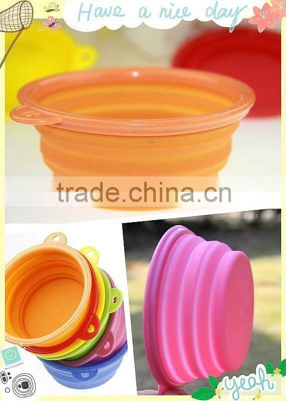 2016 Most popular cute pure silicone Eco-friendly portable framed pet bowl for travel/Dog bowl /foldable silicone pet bowl