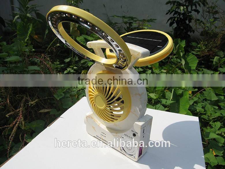 Shenzhen factory direct sale multifunction solar power bank with radio and fan