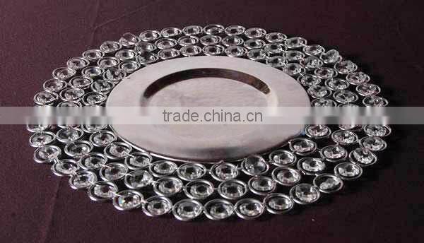 silver beaded wedding charger plates