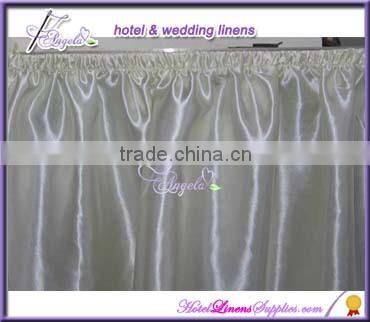 14' fitted table skirtings, pintuck taffeta table skirts for weddings, banquets, parties