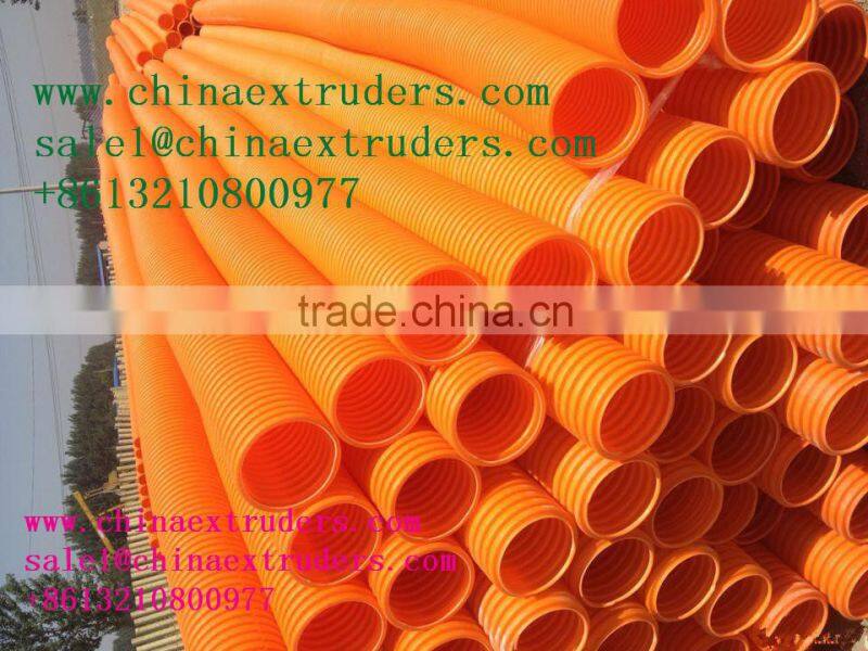 PVC corrugated pipe extrusion line with steel wire passing inside