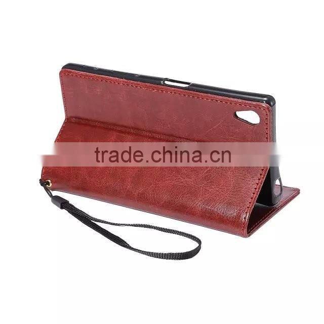Fine Grain Leather Sheep Case For Sony Z5 Plus/Beautiful leather Design case For Sony Z5 Plus