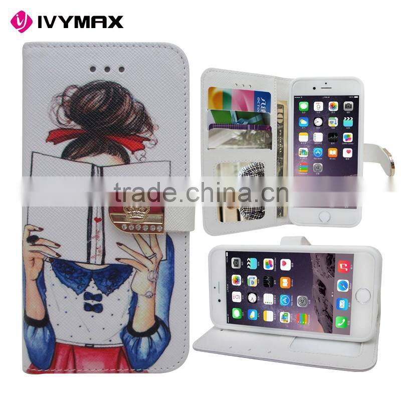 Best selling products phone leather pouch case with metal diamond buckle for apple iphone 6s mobile phone cover