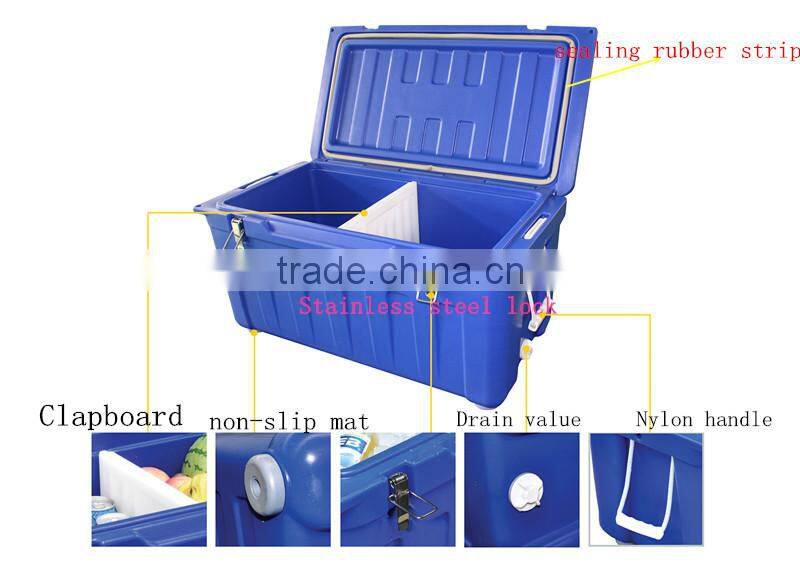 Rotomolded camping insulation ice chest cooler bin with FDA