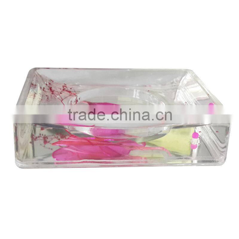 Acrylic Transparent square soap box with the leachate accessories