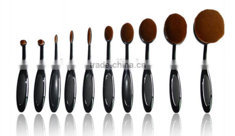 professional oval tooth shape 10 pcs makeup brush set private logo welcome