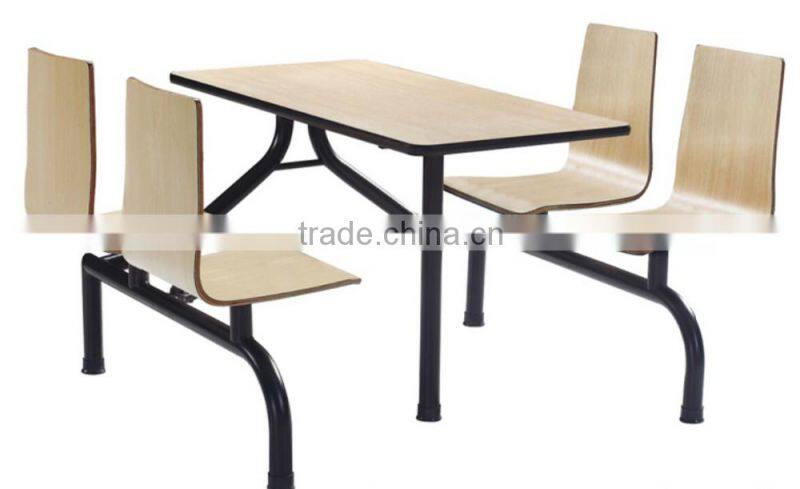 mordern canteen furniture 4seater discount fast food dining table and chair