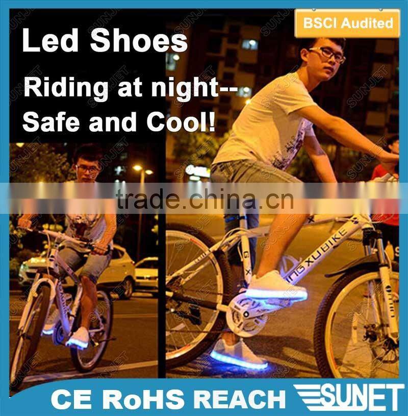 SUNJET white PU USB charge led kids shoes