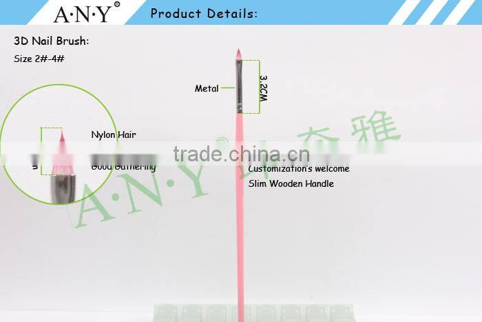 ANY Nail Art Beauty Care Building Design Pink Wood Handle 3D Art Cat Nail Brush for Nail Art Sculpture