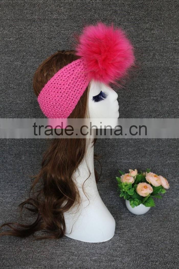 Colourful Genuine Big Raccoon Fur Pompom Women Makeup Headband