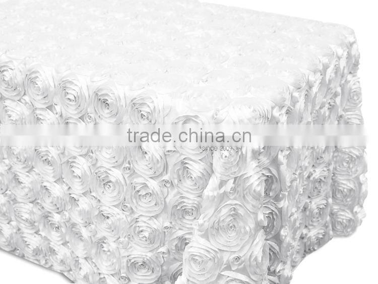 120 Round Tablecloth Satin Rosette Embroidery Table Cloth