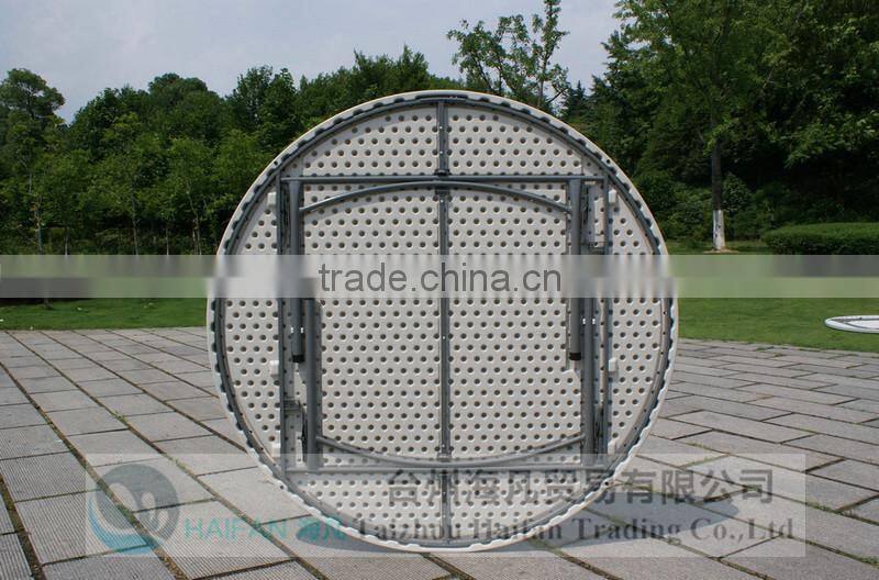 stainless steel bracket PE 6FT outdoor round table for banquet/durable modern round dining table with removable legs