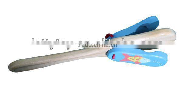 Wooden castanet colorful toy,kids wooden castanet musical toy