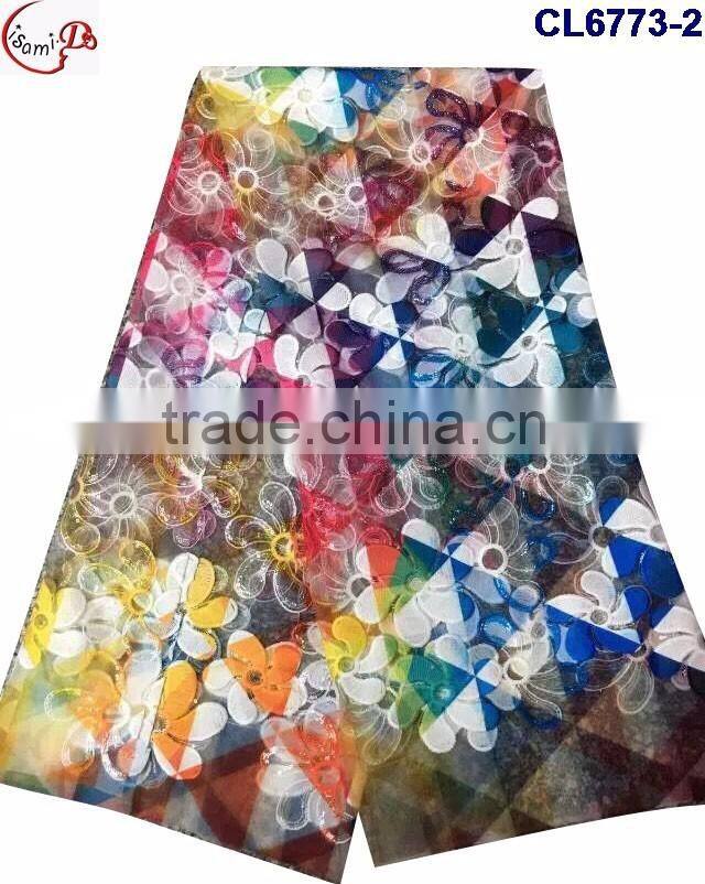 CL6773(1-4) new arrival flower pattern Organza lace dress french lace sequins lace net fabric